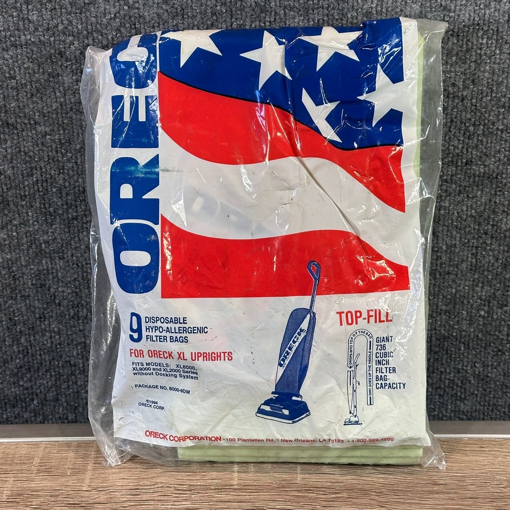 Vacuum Bags Oreck XL Series Hypo-Allergenic 9 Pack Top-Fill 8000 NEW Dust Bags